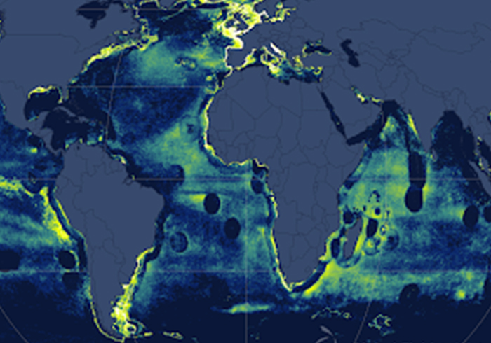 map of world showing fishing vessels by ais